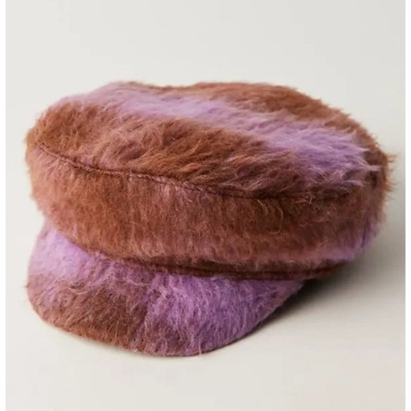 Free People Accessories - Free People Upstate fuzzy Wool Lilac/ brown Cadet Cap One Size